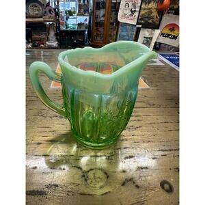 Jefferson Green Dolly Madison Opalescent Glass Pitcher
